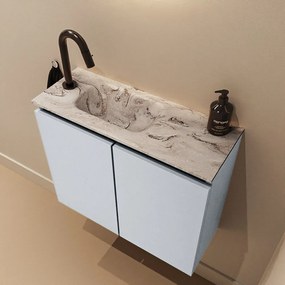 Mondiaz Ture DLux toiletmeubel 60cm clay met wastafel glace links met kraangat