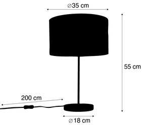 Tafellamp messing met velours lampenkap blad dessin met gouden binnenkant - Kaso Klassiek / Antiek, Modern E27 rond Binnenverlichting Lamp