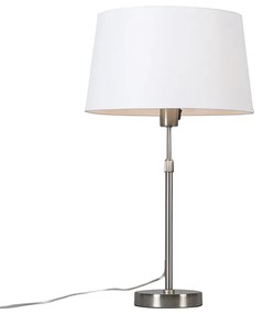 Tafellamp staal met kap wit 35 cm verstelbaar - Parte Design, Modern E27 rond Binnenverlichting Lamp