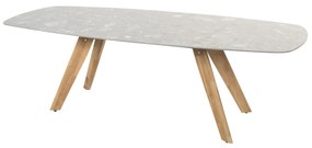 4 Seasons Outdoor Montana teak tafel met keramisch terrazzo blad 240 X 103 cm SALE Tuintafel antraciet weerbestendig