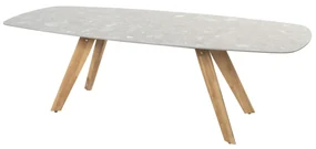 4 Seasons Outdoor Montana teak tafel met keramisch terrazzo blad 240 X 103 cm SALE Tuintafel antraciet weerbestendig