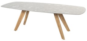 4 Seasons Outdoor Montana teak tafel met keramisch terrazzo blad 240 X 103 cm  Tuintafel    antraciet weerbestendig