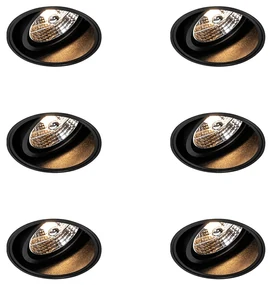 Set van 6 Moderne inbouwspot zwart trimless - Impact 70 GU10 Binnenverlichting Lamp