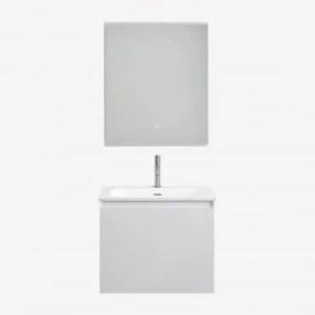 Macrae Houten Badkamermeubelset Met Geïntegreerde Wastafel Wit & Rechthoekige Led 60x70 Cm Tamsin & Chroom ↑20 Cm Met - Sklum