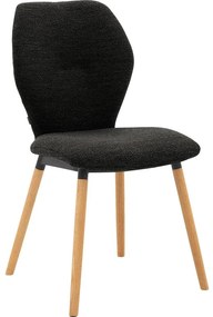 Goossens Eetkamerstoel Hera grijs stof leuning, modern design