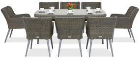 Exclusieve dining tuinset van kunststof rotan Córdoba voor 8 personen Garden Point grijs