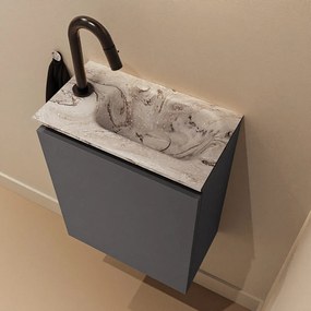 Mondiaz Ture DLux toiletmeubel 40cm dark grey met wastafel glace rechts met kraangat