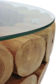 BRANCH 70 | Teak Bowl Salontafel met glas | Rond | 70x45