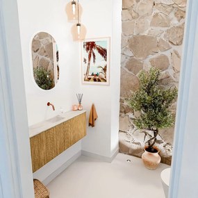 Mondiaz Joya DLux 125cm toiletmeubel ronding links/rechts oak met wastafel faye midden zonder kraangat ostra