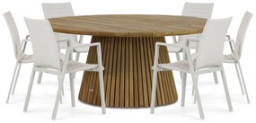 Tuinset Ronde Tuintafel 6 personen 180 cm Aluminium/textileen Taupe Osmen Joliet/Fungo