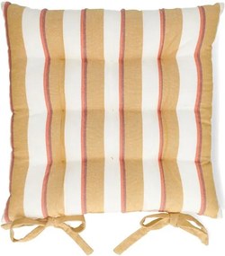 Stoelkussen, bio-katoen, okerkleurige streep, 40 x 40 cm