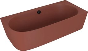 Polysan Sussi halfvrijstaand bad rechts mineraalmarmer 160x70cm terracotta