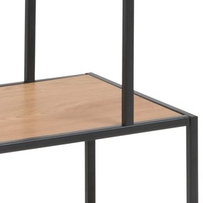 Open Boekenkast Metaal Met Eiken - 77x35x114cm.