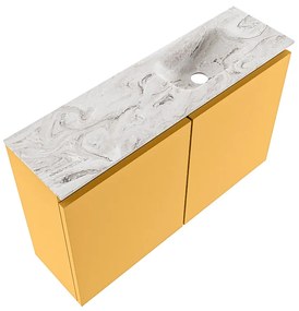 Mondiaz Ture DLux toiletmeubel 80cm ocher met wastafel glace rechts zonder kraangat