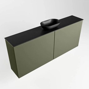 Mondiaz Fowy toiletmeubel 120cm army met zwarte waskom midden zonder kraangat