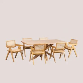 Rechthoekige eettafelset in MDF (180x100 cm) Pleven en 6 stoelen met - Sklum