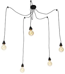 Industriële hanglamp zwart 5-lichts - Cava