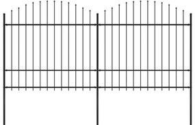 vidaXL Tuinhek met speren bovenkant (1,5-1,75)x3,4 m staal zwart