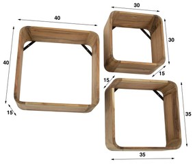 Houten Wandschappen Set Van 3 - 40x15x40cm.