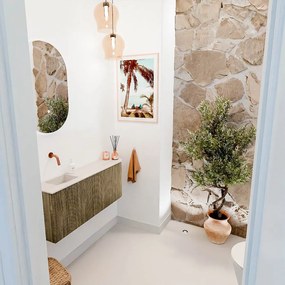 Mondiaz Joya DLux 100cm toiletmeubel ronding rechts dusk met wastafel faye links zonder kraangat meli