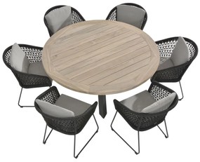 4 Seasons Outdoor Mila tuinset met Louvre tafel Ø 160 cm  Tuinset    houtkleur weerbestendig