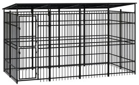 vidaXL Hondenkennel met dak 7,37 m² staal