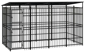 vidaXL Hondenkennel met dak 7,37 m² staal