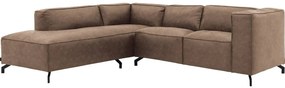 Goossens Bank Calvin bruin, micro leer, 2-zits, modern design met ligelement links