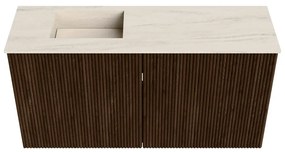 Mondiaz Joya DLux 80cm toiletmeubel walnut met wastafel faye links 1 kraangat meli