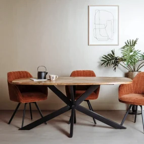 Tower Living Ovale Eettafel Naturel Mango 200x100 Cm Silvi - 200 X 110cm.