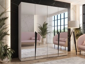 Kledingkast Hartford 615, Kasjmier, Zwart, 202x200x52cm, 135.3 kg, Kledingkast deuren: Met scharnieren