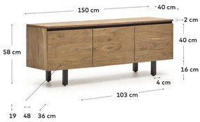 Kave Home Uxue Tv-meubel 150 Cm Massief Acacia Hout - 150x40x58cm.