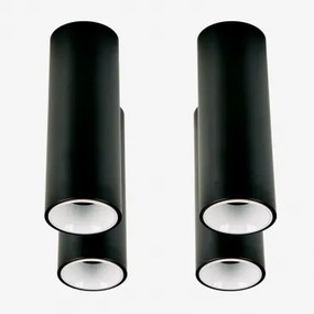 Pack Van 4 Ronde Led-opbouwplafondlampen Ø7,2 Cm Voor Buiten In Aluminium Luisiana Zwart – Wit & Wit Koud 4000k & 10 W & 23º - Sklum