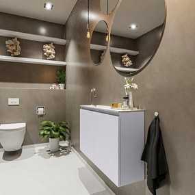 Mondiaz Ture 80cm toiletmeubel cale met wastafel talc links 1 kraangat