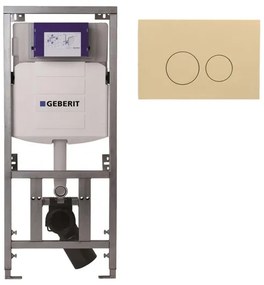 Geberit Inbouwreservoir UP320 met QeramiQ push bedieningsplaat - dualflush - ronde knoppen - kunststof beige SW1102365/0701131