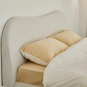 Bedframe Creme Stof Met Organisch Hoofdbord 160x200 Cm