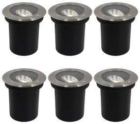 Set van 6 Moderne buiten grondspots staal AR70 verstelbaar IP65 - Delux Modern GU10 IP65 Buitenverlichting