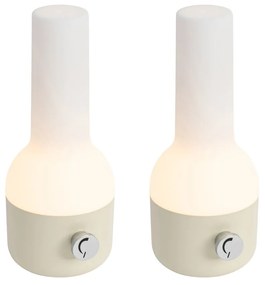 Set van 2 buiten tafellamp met dimmeren beige met wit incl. LED oplaadbaar - Haard Modern IP44 Buitenverlichting Lamp