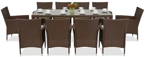 Milan/Grenada 10 technorattan tuinmeubelen met grote Garden Point tafel bruin