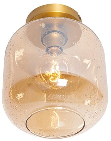 Design plafondlamp messing en amber glas - Zuzanna