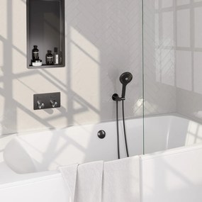 Brauer Stripe inbouw badkraan met drukknoppen, badvulcombinatie en 3 standen handdouche gunmetal geborsteld PVD