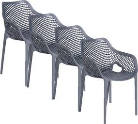 Garden Impressions Air XL kunststof tuinstoel donker grijs 4 stuks