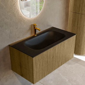 Mondiaz Kurve 90cm badmeubel dusk met 1 lade en wastafel big small midden 1 kraangat urban