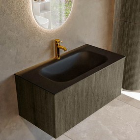 Mondiaz Kurve 90cm badmeubel shadow met 1 lade en wastafel big small midden 1 kraangat urban