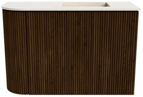Mondiaz Joya DLux 60cm toiletmeubel ronding links walnut met wastafel faye rechts zonder kraangat meli