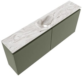 Mondiaz Ture DLux toiletmeubel 120cm army met wastafel glace midden zonder kraangat