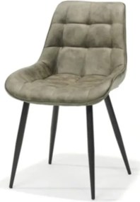 Eetkamerstoel - Loena - stof Cowboy retro lederlook olijf groen