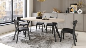 ALDO 100 Beige/Zwarte poten - RONDE LOFT/INDUSTRIËLE TAFEL VOOR WOONKAMER/EETKAMER, UITSCHUIFBAAR