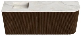 Mondiaz Joya DLux 100cm toiletmeubel ronding rechts walnut met wastafel faye links zonder kraangat ostra