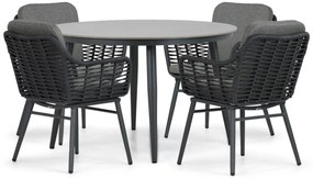 Tuinset Ronde Tuintafel 4 personen 120 cm Aluminium/wicker Grijs  Coco Antoni/Vienna